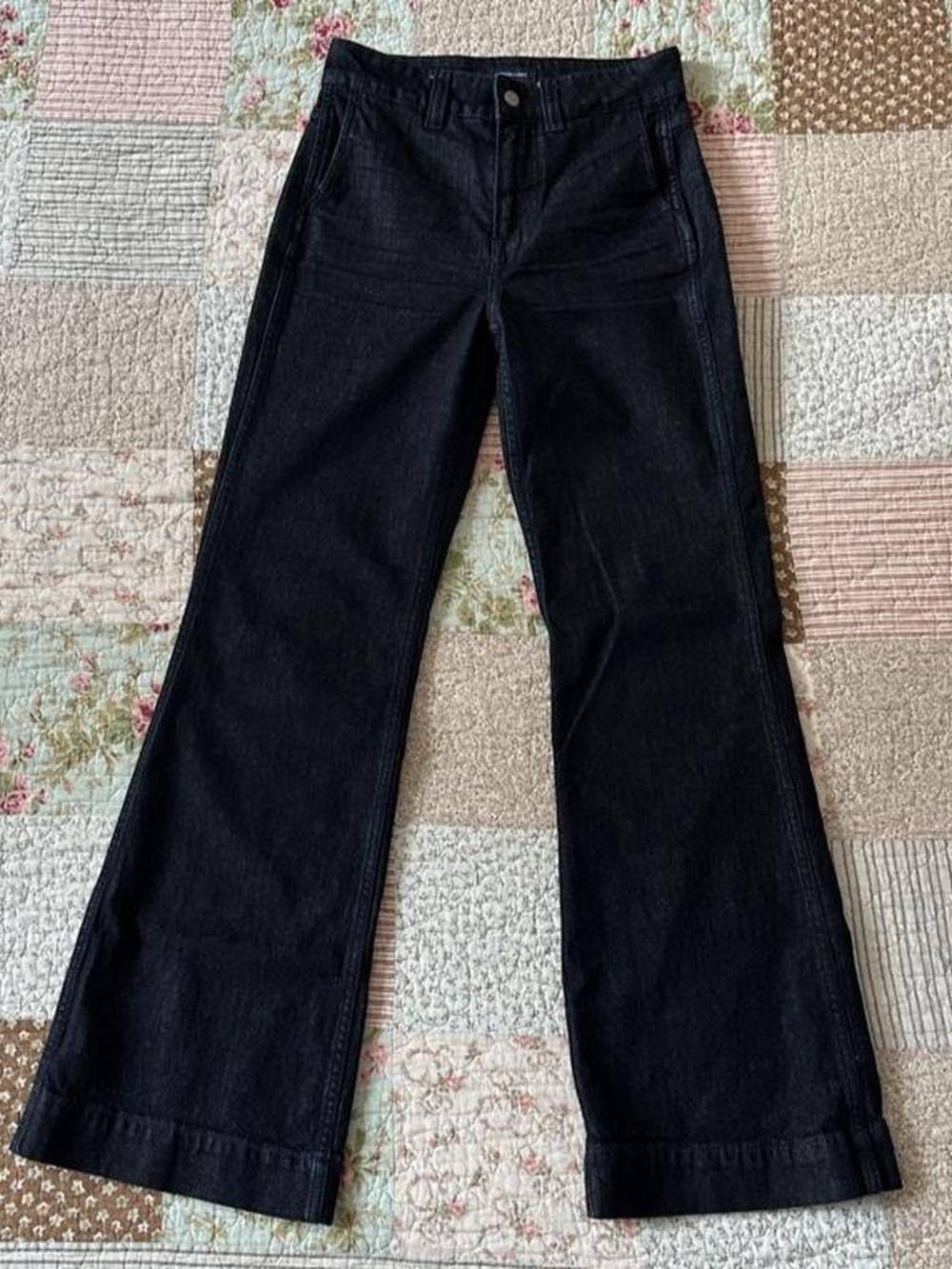 J. Crew dark-wash high-rise flare cotton jeans